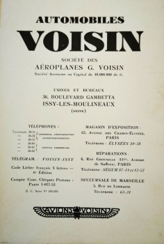 Voisin 22 CV 12 cylindre Modelprogram 1930 Carbrochure (5185)